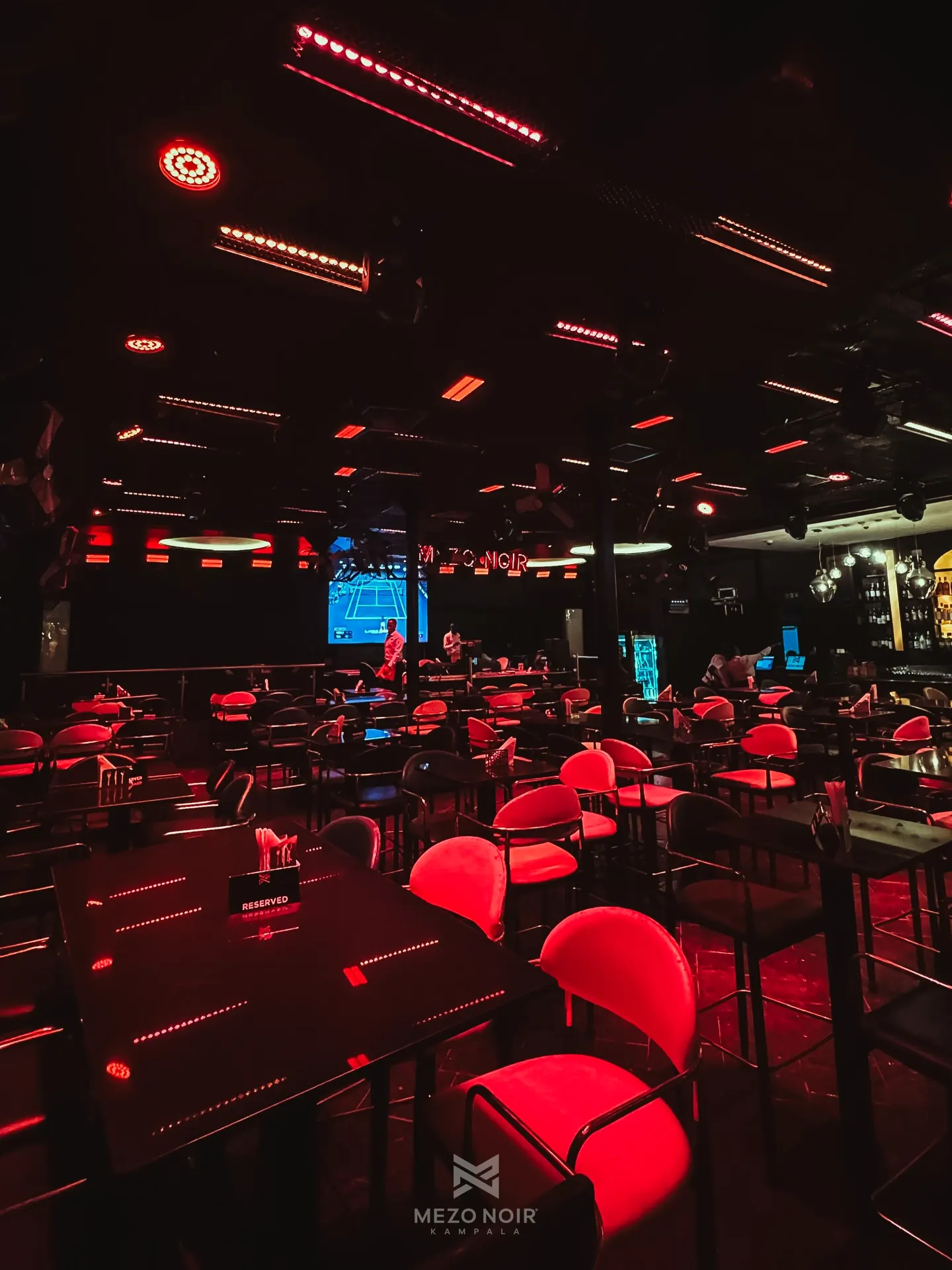 The Champagne Lounge in red light