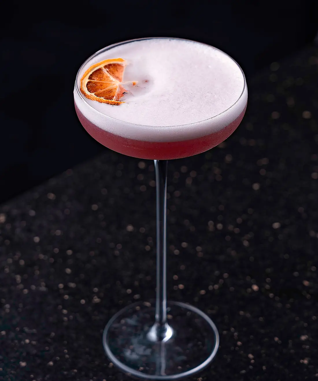 A foamed sour with dried orange